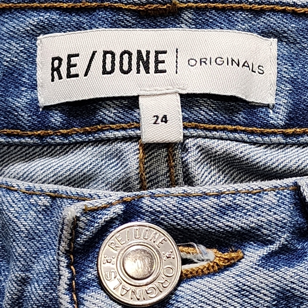 Re/Done Women Straight Leg Jeans in Light Blue - Picture 7 of 8